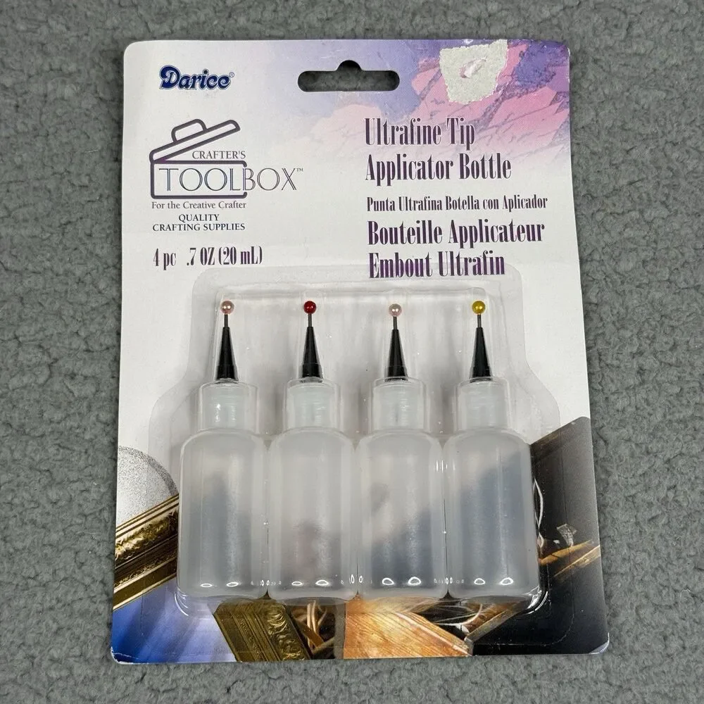 Darice Crafters Toolbox Ultrafine Tip Applicator Bottle 4-Pack 20mL NIP Crafting